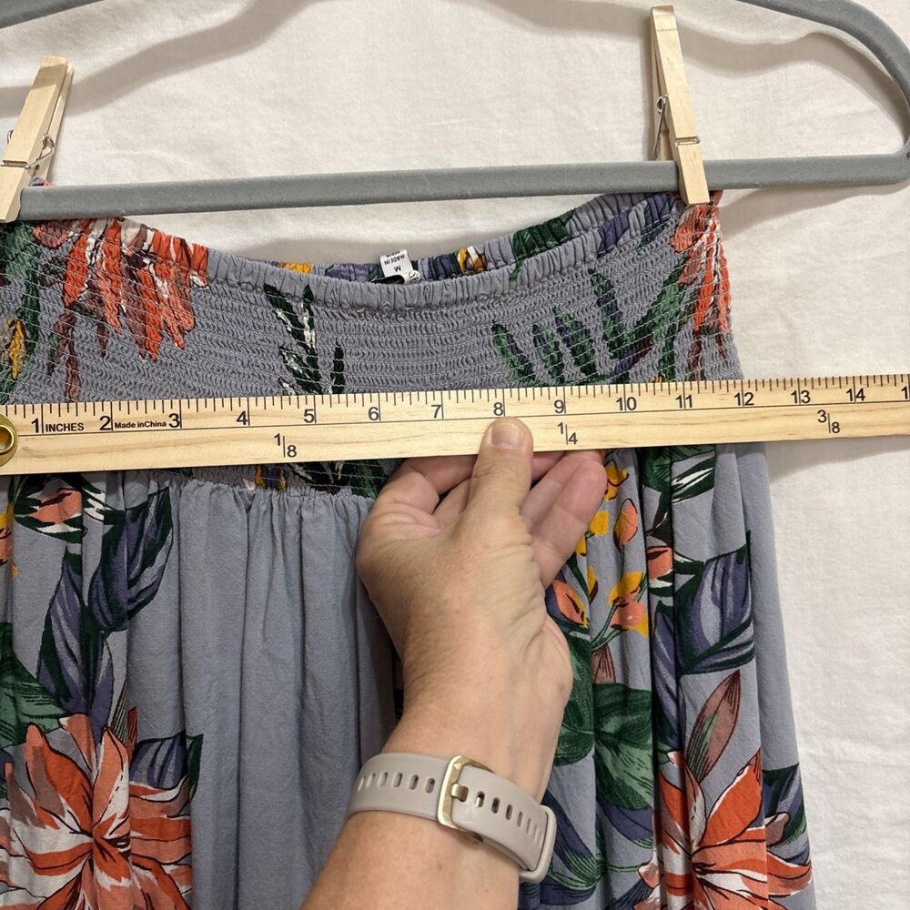 Patrons of Peace Gray Tropical Floral Maxi Skirt - Perfect Summer Vacation Boho - Picture 8 of 8